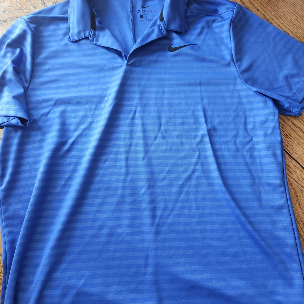 Nike Men's Striped Blue Polo Shirt